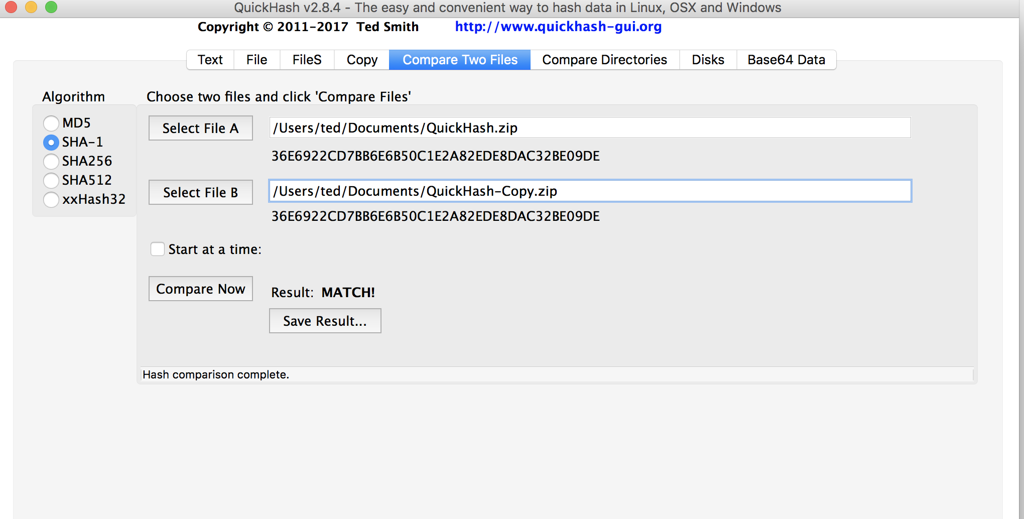 QuickHash 3.3.2 for mac instal